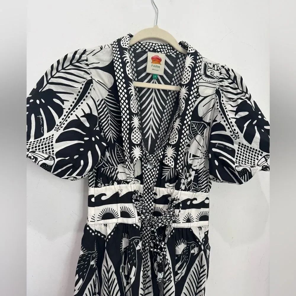 NEW FARM Rio Macaw Elegance Black Midi Dress - Picture 11 of 13